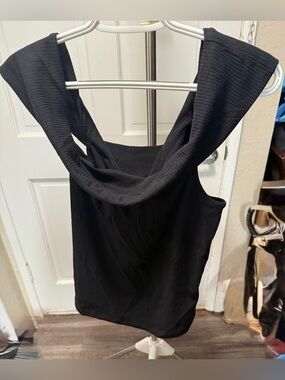 Old Navy Black Ribbed Cowl-Neck Tank